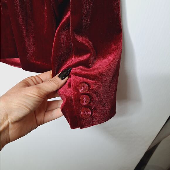 Modcloth Velvet Blazer Jacket XL Wine Whimsygoth Fairy Vampire Academia Goth - Picture 5 of 12